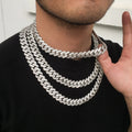 Classic 14mm Diamond Box Buckle Hip Hop Jewelry with Encryption Diamond Shaped Cuban Necklace and Bracelet Fashion Chains