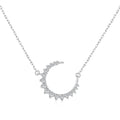 Dylam Jewelry 925 Sterling Silver Cubic Zirconia Handmade Necklace White 18K Gold Plated Rhinestone Moon Necklaces for Women