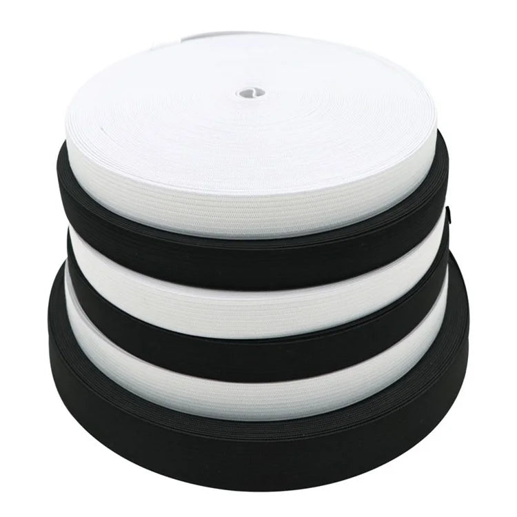 Factory Sale White Black Multi-size Woven Elastic Webbing Elastic Band for Clothing Wigs