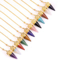 Fashion Gold Lotus Pattern Stone Pendulum and Chain Natural Stone for Divination Hypnosis Healing Soul Crystal Witchcraft Gift