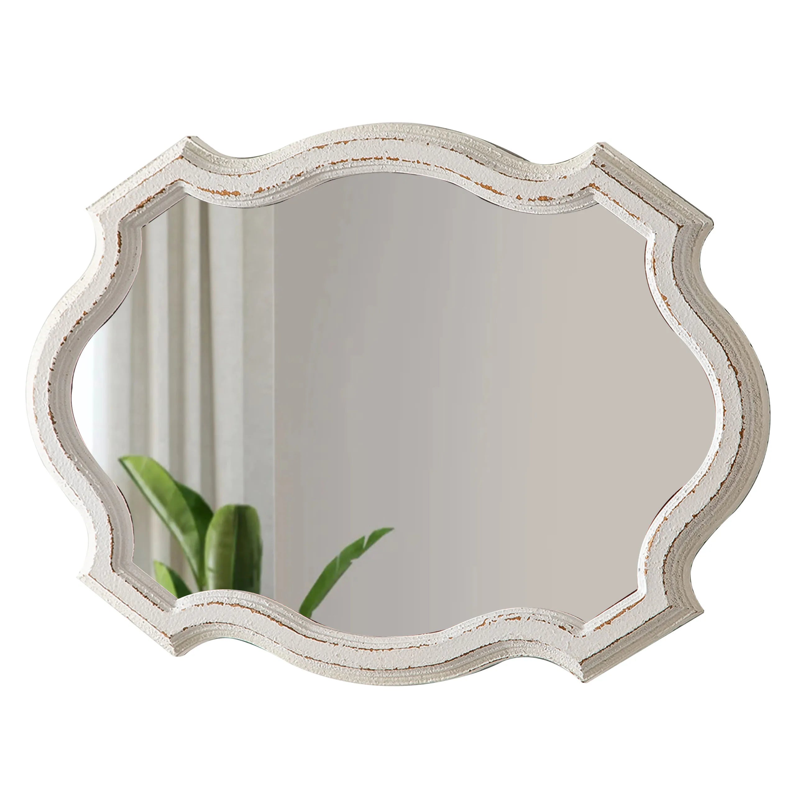 Luxury Horizontal and Vertical Handcrafted Wooden Framed Irregular Art Wall Mirrors Wall Mounted Rustic Wood Bathroom Mirror