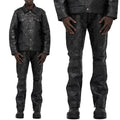 YSJY Streetwear Embossed Leather Stack Suits Manufacturer Ensemble Cuir Cargo Boyfriend Hommes Custom Leather Outfits for Men