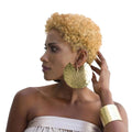 African Fashion Jewelry Punk Oversized Fan-shaped Metal Dangle Earrings Alloy Big Drop Statement Fan Earrings for Women