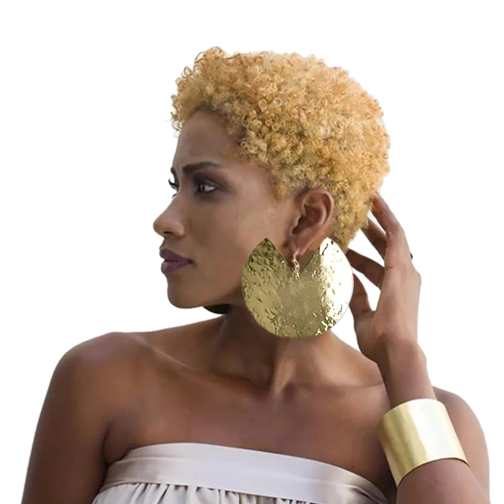 African Fashion Jewelry Punk Oversized Fan-shaped Metal Dangle Earrings Alloy Big Drop Statement Fan Earrings for Women