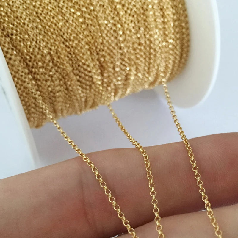 Real 14K Gold Filled Jewelry Findings Rolo Chain 1.3mm /2.25mm Gold Jewelry Making Necklace Chain