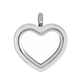 30mm Heart Silver Floating Memory Charms Locket Necklace Pendant Women Jewelry Photo Glass Locket Pendant Wholesale