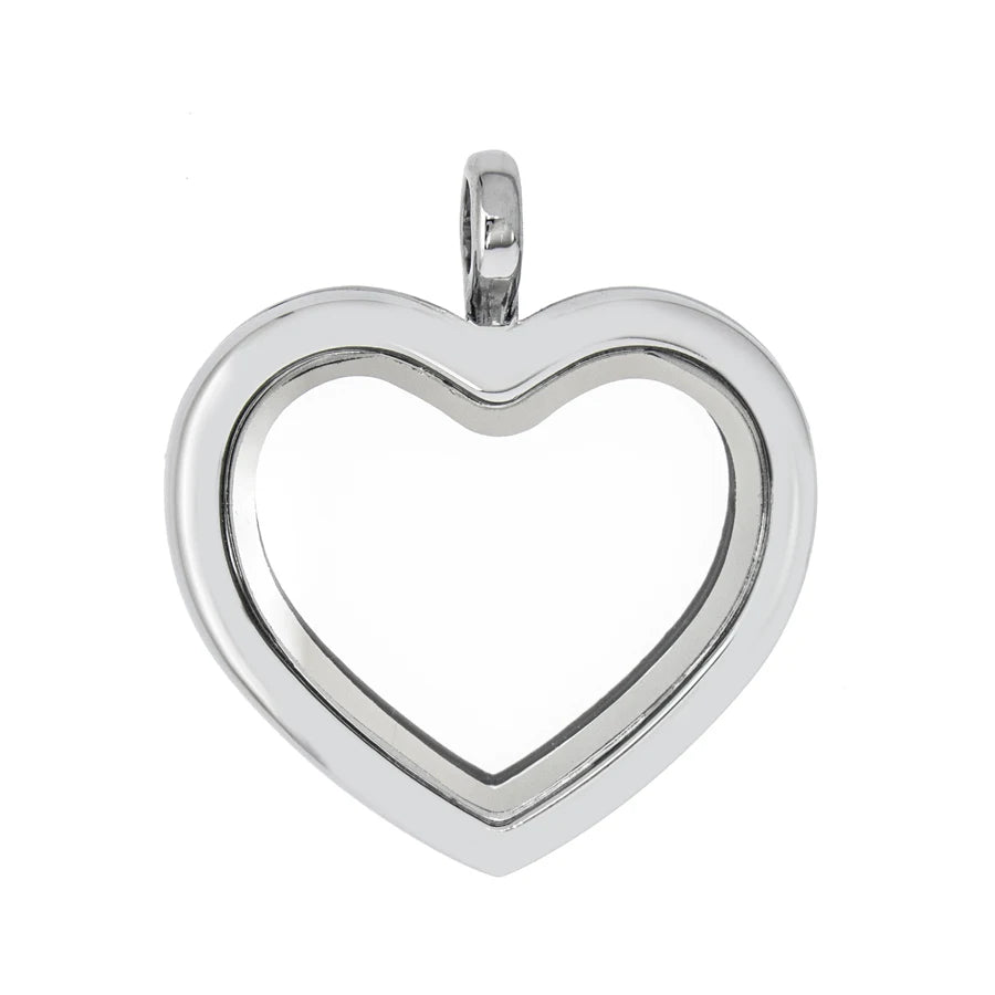 30mm Heart Silver Floating Memory Charms Locket Necklace Pendant Women Jewelry Photo Glass Locket Pendant Wholesale