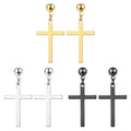 China Factory 316L Stainless Steel Cross Hoop Earrings Fashion Drop Earrings Design