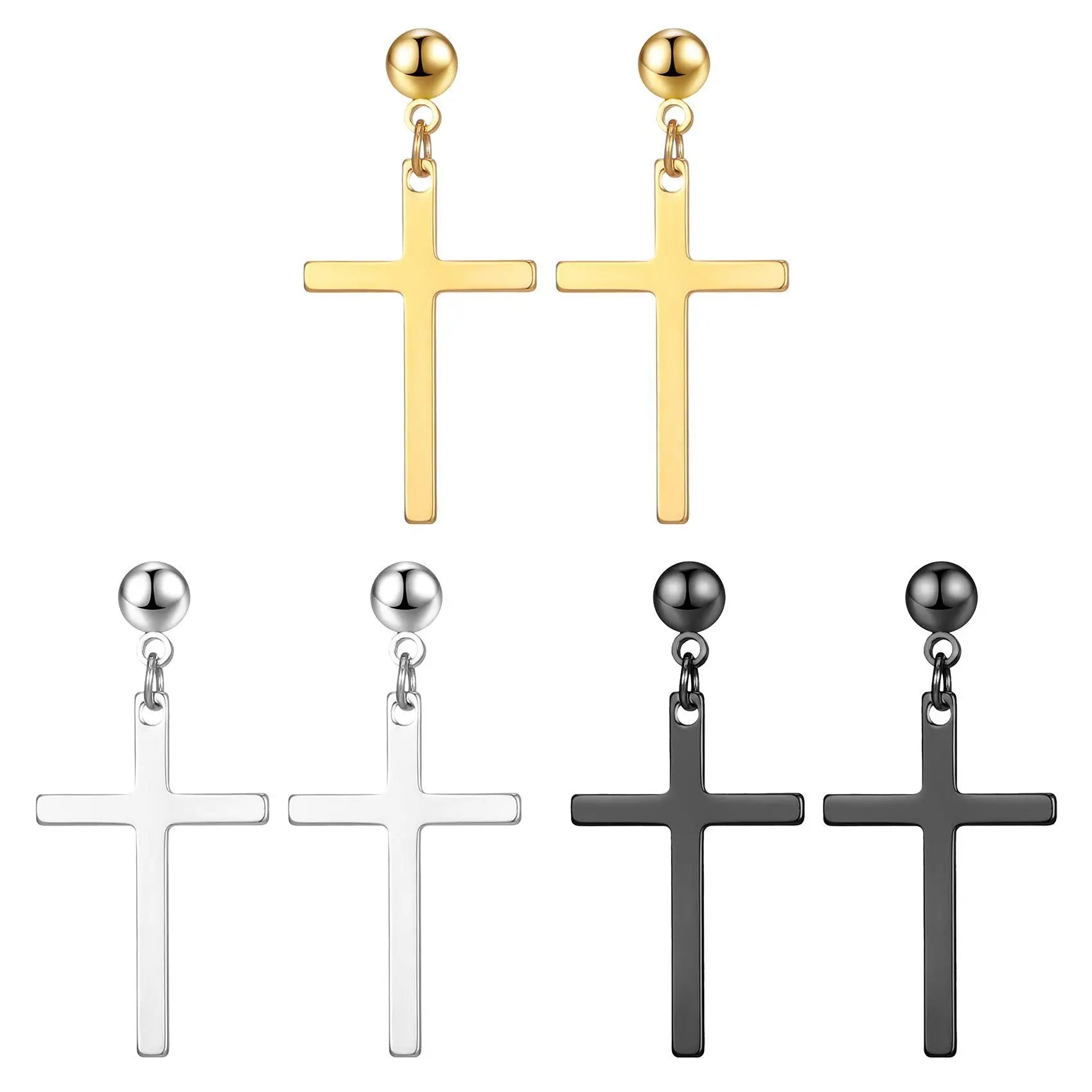 China Factory 316L Stainless Steel Cross Hoop Earrings Fashion Drop Earrings Design