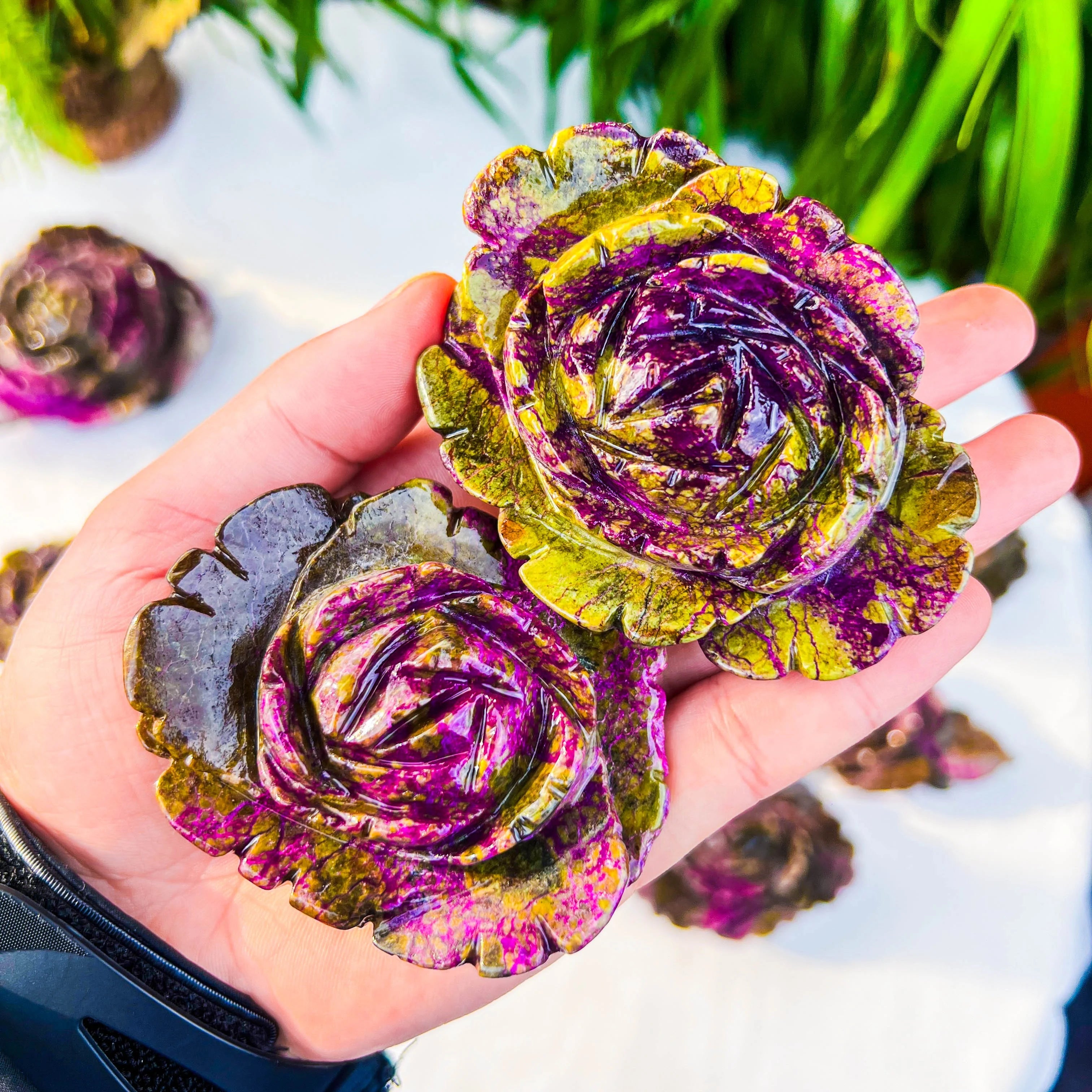 New Arrival Natural Crystal Flower Carvings Hand Engraved Peony Decoration Creative Healing Atlantis Crafts