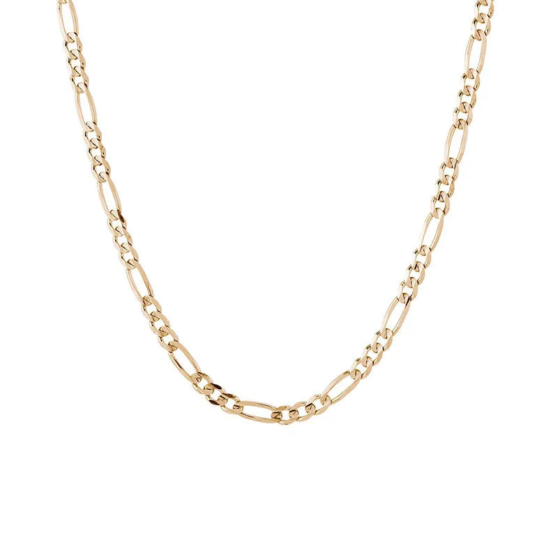 Gemnel 925 Sterling Silver 18k Gold Plated Large Gold Figaro Chain Necklace Women