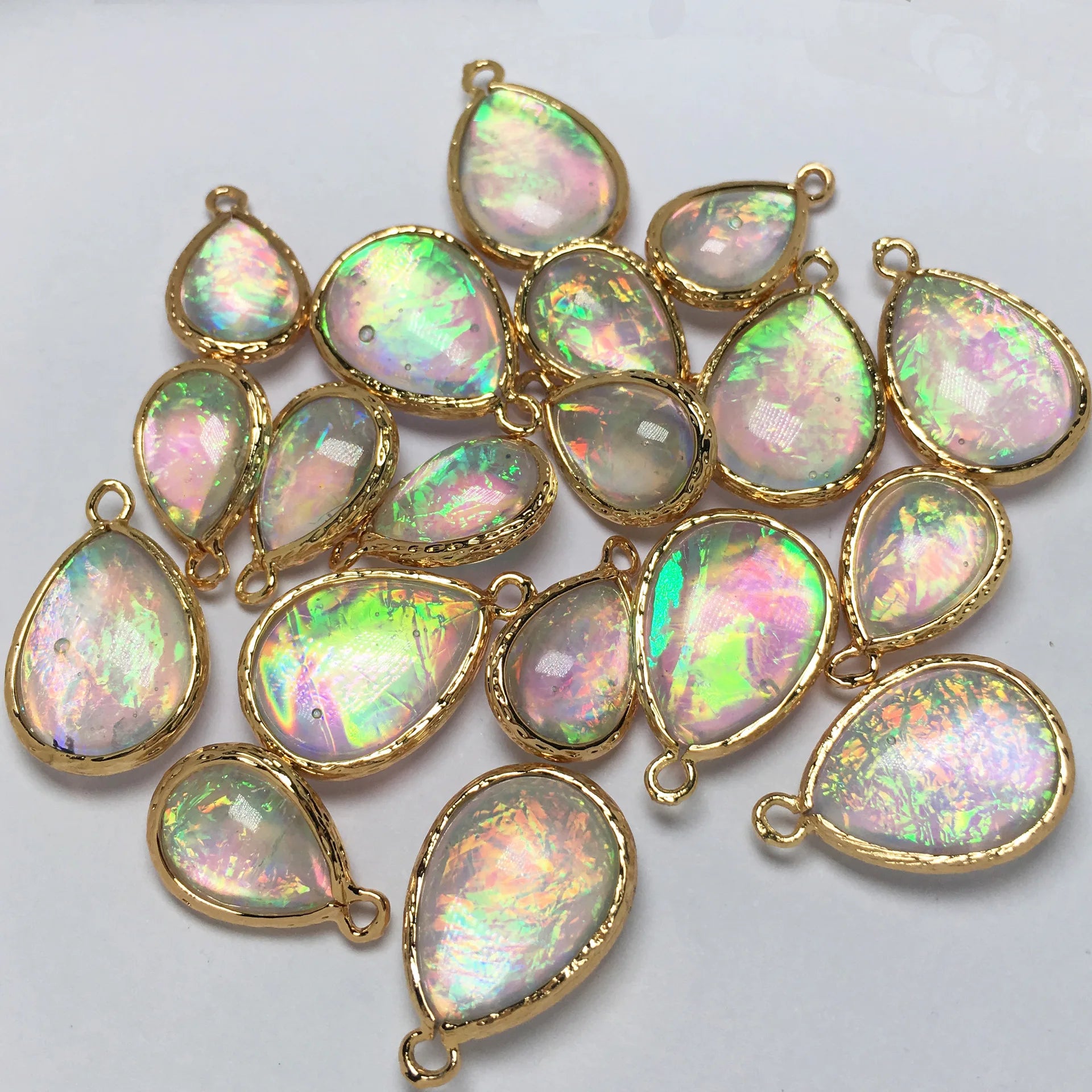 DIY Jewelry Accessories Elegant Retro Sparkling Charms Drop-shaped Artificial Opal Pendant Necklace