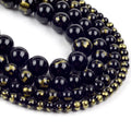 Wholesale Natural Stone Black/Pink/Yellow/Purple/Green/Blue Gold Color Jades Round Loose Beads for Jewelry Making