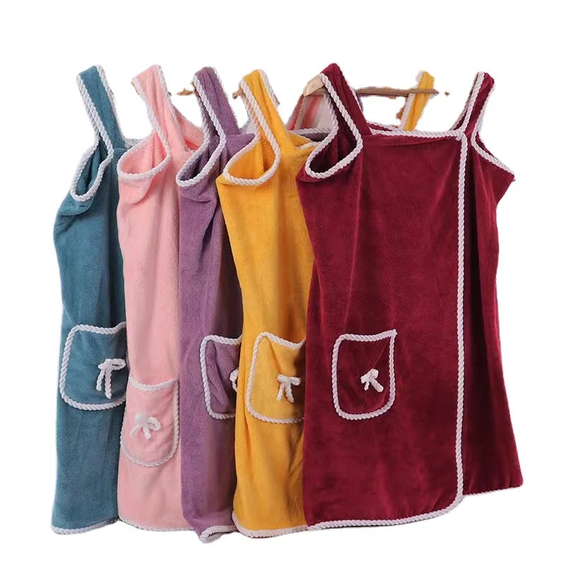 New Fashion Design Super Absorbent Fast Drying Girls Wearable Microfiber Shower Bath Spa Towel Soft Dress Wrap Around Skirt