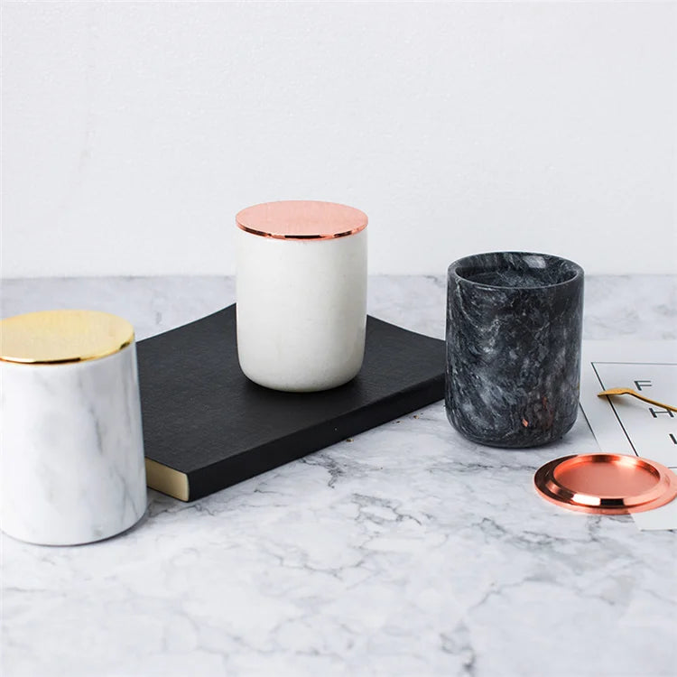 Natural Stone Marble Kitchen Utensil Holder Multifunctional Storage Jar Candle Containers 8 Oz Glass Candle Jars With Lids