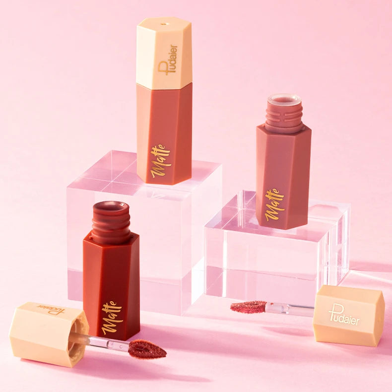 Pudaier New Design Wholesale Cosmetics Matte and Moisturizing Liquid Lipstick Waterproof Lipgloss Vegan OEM Daily Lips Makeup