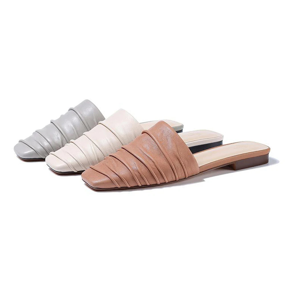 Classic Timeless Style Genuine Leather Breathable Sandals Low-Heeled for Top Grade Sheepskin Women's Round Spring Summer