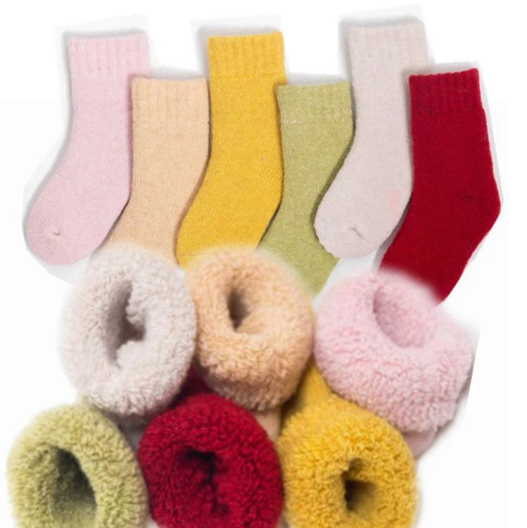 Thermal Winter Socks Black Terry Boot Solid Cozy Toddler Cushioned  Kids Winter Socks pink Camel Wool Socks