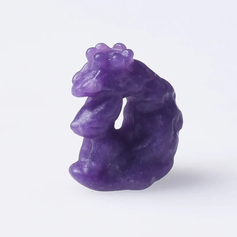 DIY New Products Cute Purple Mica Animal Carving Natural Crystal Nine Tail Fox Carving for Decoration