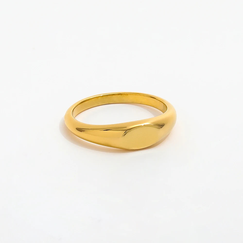 High End 18K Gold Plated Simple Geometric Rings Stainless Steel Rings Trendy Jewelry
