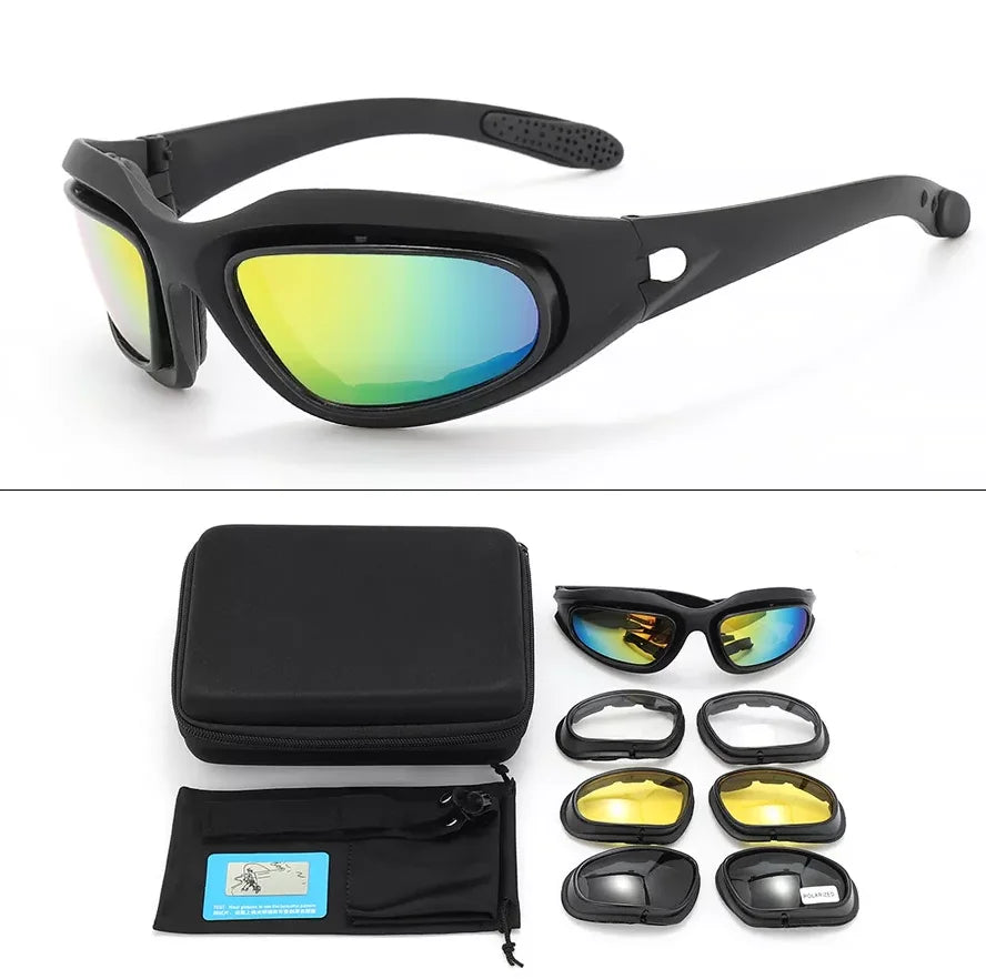C5 PC Tactical Shooting Sunglasses & Goggles with Polarized Lenses for Motorcycling
