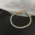 Women Real 18K Gold Plated Stainless Steel CZ Zircon Bracelet 4mm Bling Bling Full Clear Round Cubic Zirconia Bracelet