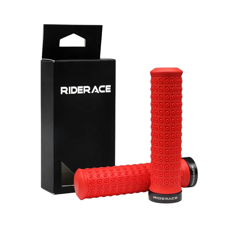 RIDERACE 2pcs/1 Pair Cycling Smooth Soft Rubber Anti-slip Handle Grip Lock Bar End Mountain Road Bike MTB Handlebar Cover Grips