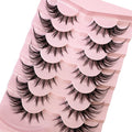NEW 7Pairs Fox Eye Manga Thick Synthetic Handmade 3D Clear Band Natural Look Wispy Eyelashes Cat Eye Pack Fake Eyelashes