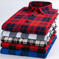 Men's Casual Red Black and Blue Plaid Shirt Men's Long-sleeved Wrinkle-resistant Non-ironing Korean Version Slim-fit Shirt