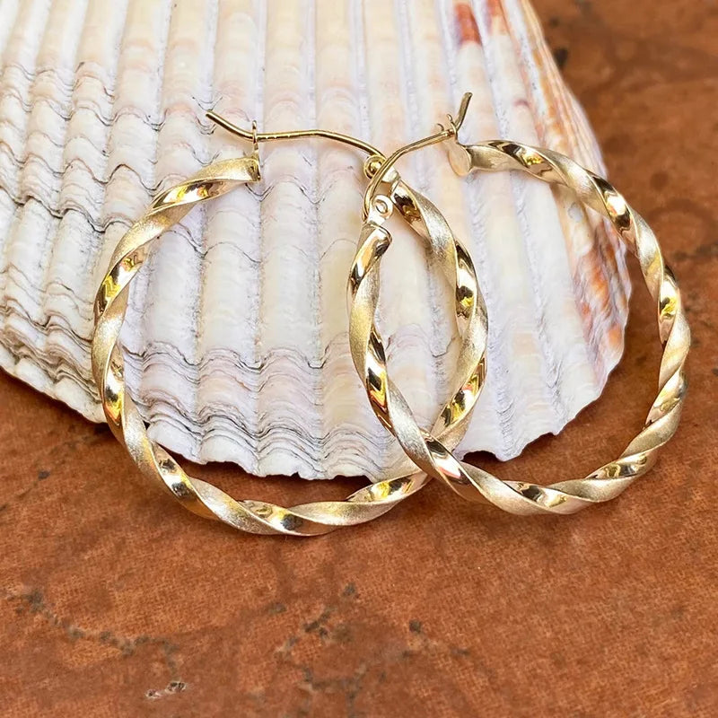 CAOSHI Hot Selling Simple Twist Design Big Circle Earrings for Vintage Fashion Party Gold Plated Hoop Earrings Jewelry for Women
