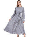 Long Sleeve Floral Printed Abaya Muslim Women Party Maxi Dress Loose Robe Kaftan Islamic Clothing Dress