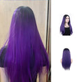 26 Inches Long Kinky Straight Vivid Grape Purple Synthetic Wig Long Barope Kinky for Daily Party Wholesale