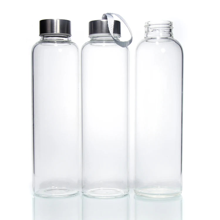 450ML 500Ml 750Ml 1000Ml Reusable Glass Water Bottle With Stainless Steel Lids