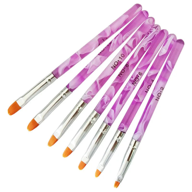 Professional Acrylic Nail Art Brush Set with Nylon & Synthetic Hair Brushes for UV Gel Nail Extensions Private Label Dotting Pen