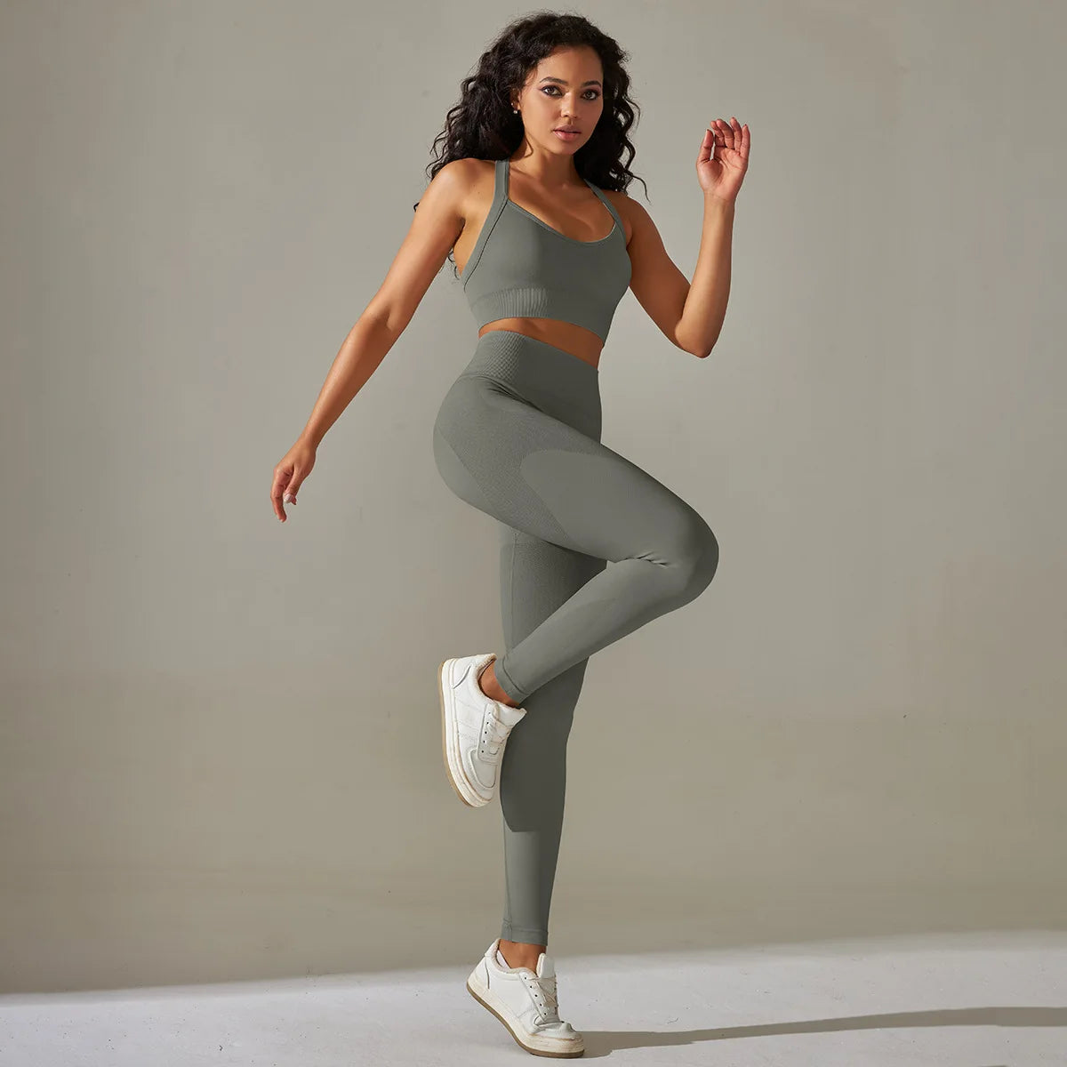 Janya Women's 2 Piece Workout Clothing Set Breathable Seamless Gym Fitness Scrunch Butt Leggings Sports Bra Sustainable Yoga Set