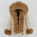 OFTBUY New 2023 Waterproof Short Parka Winter Jacket Women Real Fur Coat Fox Fur Collar Hood Warm Detachable Winter Overcoat