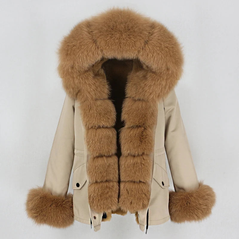 OFTBUY New 2023 Waterproof Short Parka Winter Jacket Women Real Fur Coat Fox Fur Collar Hood Warm Detachable Winter Overcoat