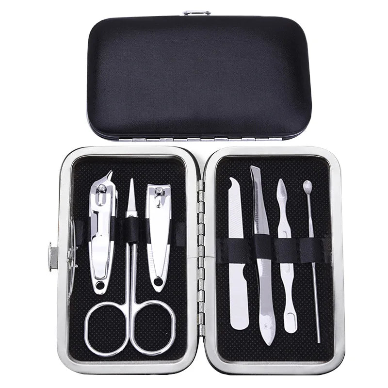 7-Piece Steel Nail Clipper Set for Home Use Manicure & Pedicure Cuticle Nippers Laser Art Logo for Babies & Adults Finger Use