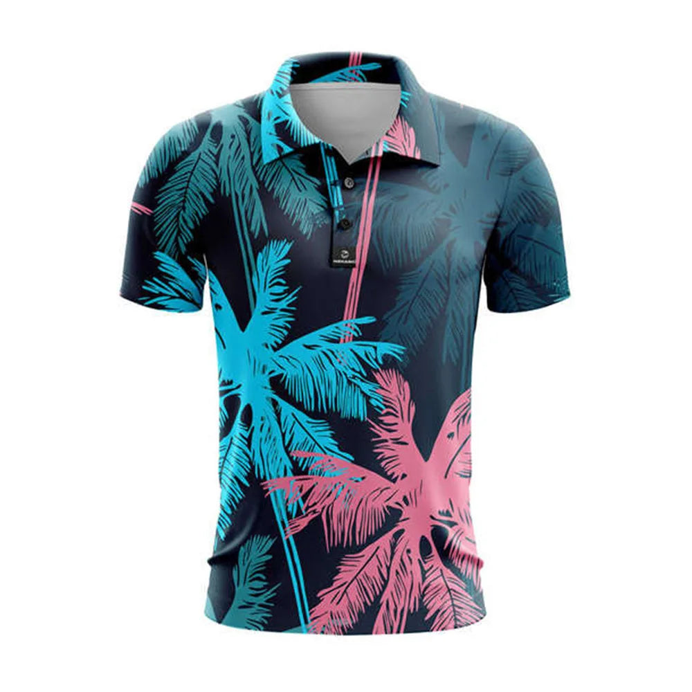 High Quality Wholesale Oversized Sport Breathable Boys Plus Size Floral Print Performance Fit Men's Golf Polo T-shir