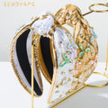 Fashionable Personalized Knotting Wide Edge Rhinestone Headband Pearl Diamond Shiny Temperament Women Hair Accessories