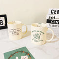 Solhui Lovers Cartoon Coffee Cup Cream Dog Mug Ins French Letter Ceramic Water Cup