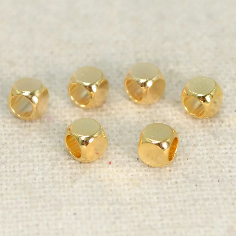 Wholesale 18K Gold Plated Septum Square Beads 2-6mm Jewelry Findings Accessories for Spacer Use in Jewelry Making
