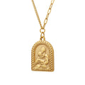 French Luxury Retro Geometric Pattern Necklace Stainless Steel Pendant Necklace