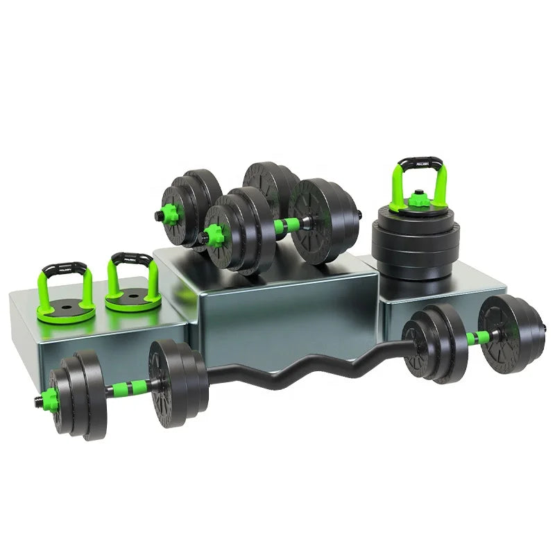 PINJIAN Adjustabil 6 in 1 Chromed Dumbbells Barbell Kettlebell Multifunctional Dumbles 20kg Dumbbell Sets