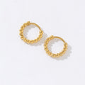Waterproof Hypoallergenic Jewelry Gifts Stainless Steel Beads Huggie Retro Minimalist 18K Gold Plated Hoop Earrings