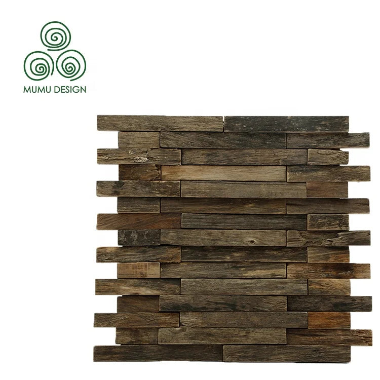 MUMU Customized Design Timber 3D Laminated Wood Siding Decorative Panel Planks Wooden Mosaics