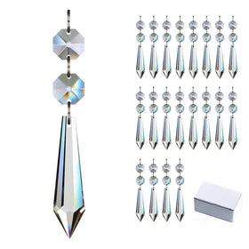 ZHB 55MM Clear Crystal Drop 20pcs Hanging Chandelier Crystals Icicle Prisms Pendants Beads Replacement Parts for Chandeliers