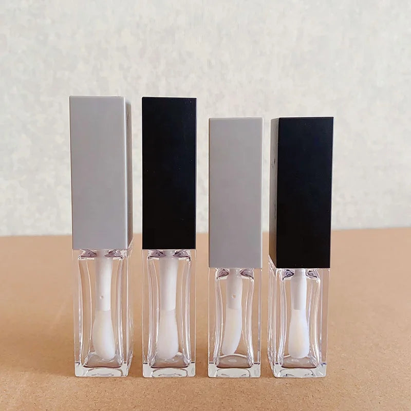 LZ Pack Newest PET Matte Black Grey Liptint Container Bottles Private Label Big Doe Foot 8ml 10ml Lipgloss Tubes