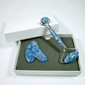 Diy Blue Spot Stone Jade Roller for Face - Gua Sha & Jade Roller Set Crystal Crafts