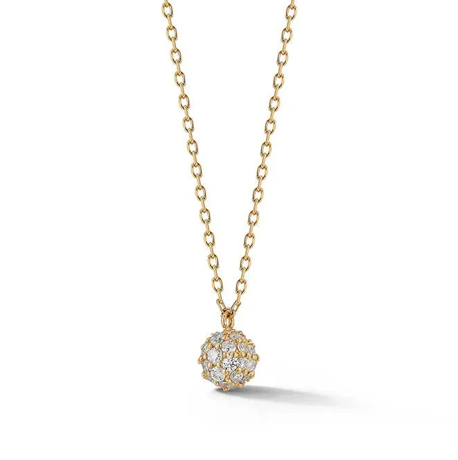Fine Fashion 925 Silver 18K Gold Zircon Ball Pendant Necklace for Women Rhodium Plated Trendy Style Engagement Wedding Party